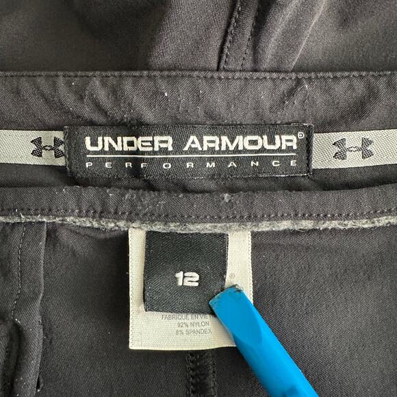 Under Armour Golf Pants 12 Womens Black Crop Straight Leg Hike Water Resistant - Picture 11 of 13